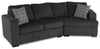Made in Canada Legend 2-Piece Right-Facing Chenille Fabric Cuddler Sectional - Pepper Grey | Sofa sectionnel de droite Legend 2 pièces fabriqué au Canada en tissu de chenille avec fauteuil enveloppant - gris poivre