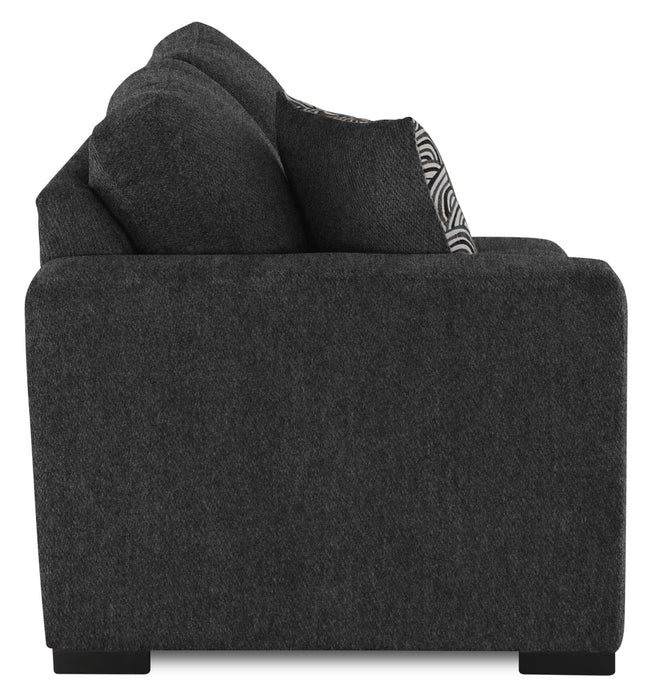 Sofa sectionnel de droite Legend 2 pièces fabriqué au Canada en tissu de chenille avec fauteuil enveloppant - gris poivre