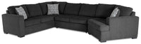 Sofa-lit sectionnel de droite Legend 3 pièces fabriqué au Canada en tissu de chenille avec fauteuil enveloppant - gris poivre