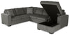 Made in Canada Legend 3-Piece Right-Facing Chenille Fabric Sleeper Sectional with Storage Chaise - Pewter Brown | Sofa-lit sectionnel de droite Legend 3 pièces fabriqué au Canada en tissu de chenille avec fauteuil long de rangement - brun étain