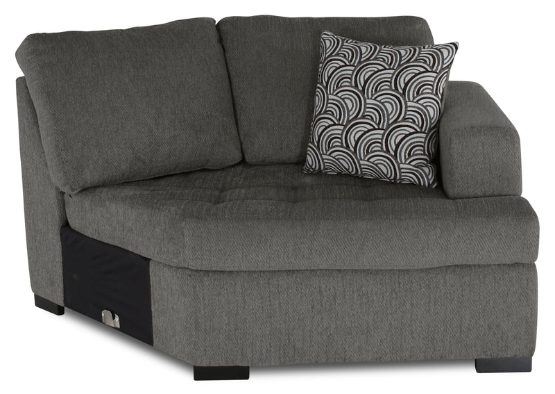 Sofa sectionnel de droite Legend 2 pièces fabriqué au Canada en tissu de chenille avec fauteuil enveloppant - brun étain