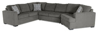  Sofa-lit sectionnel de droite Legend 3 pièces fabriqué au Canada en tissu de chenille avec fauteuil enveloppant - brun étain