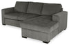 Made in Canada Legend 2-Piece Right-Facing Chenille Fabric Sleeper Sectional with Storage Chaise - Pewter Brown | Sofa-lit sectionnel de droite Legend 2 pièces fabriqué au Canada en tissu de chenille avec fauteuil long de rangement - brun étain