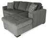 Made in Canada Legend 2-Piece Right-Facing Chenille Fabric Sleeper Sectional with Storage Chaise - Pewter Brown | Sofa-lit sectionnel de droite Legend 2 pièces fabriqué au Canada en tissu de chenille avec fauteuil long de rangement - brun étain