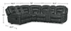 Leo Leath-Aire® Fabric 6-Piece Reclining Sectional – Grey - Contemporary style Sectional in Grey
