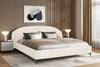 Luna Upholstered Wingback Bed in Taupe Fabric - King Size | Lit rembourré à oreilles Luna en tissu taupe - format très grand lit