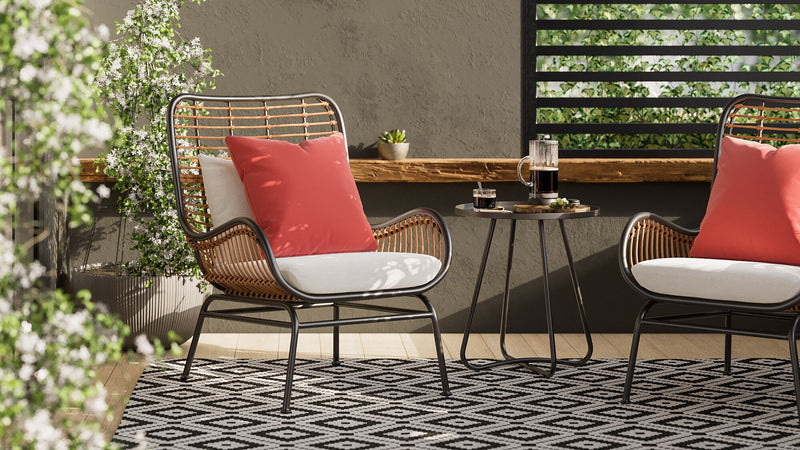 Fauteuil Maki pour la terrasse à l’extérieur - osier en résine tressé à la main, résistant aux rayons UV et aux intempéries - naturelle