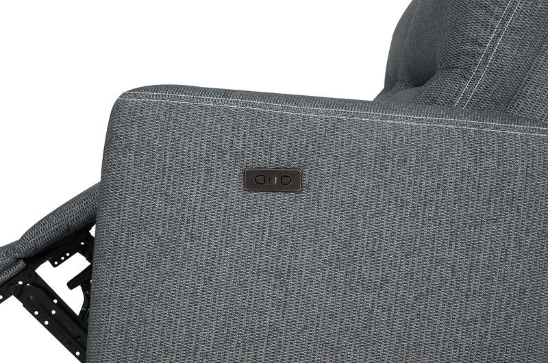 Sofa sectionnel de gauche à inclinaison électrique Meadow 2 pièces en tissu de chenille avec fauteuil long de rangement - denim