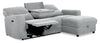 Meadow 2-Piece Right-Facing Chenille Fabric Power Reclining Sectional with Storage Chaise - River Grey | Sofa sectionnel de droite à inclinaison électrique Meadow 2 pièces en tissu de chenille avec fauteuil long de rangement - gris rivière