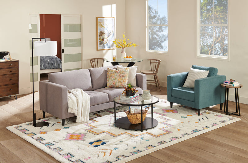 Sofa Metro de 78 po en tissu avec coussins de siège capitonnés et coussins de dossier réversibles - gris