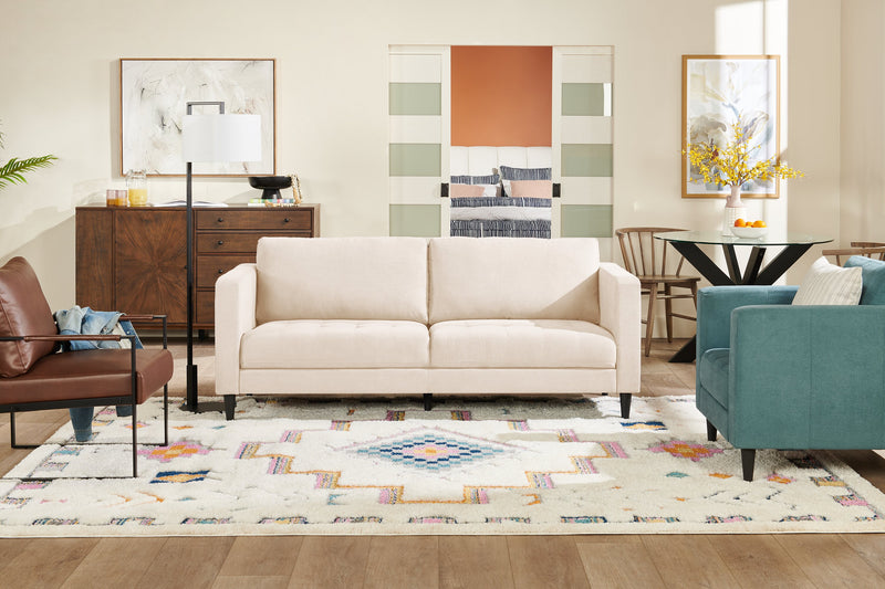 Sofa Metro de 78 po en tissu avec coussins de siège capitonnés et coussins de dossier réversibles - neutre