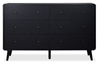  Commode de chambre à coucher moderne du milieu du 20e siècle Milan de 59 po (l) x 36 po (H) à 6 tiroirs - noire