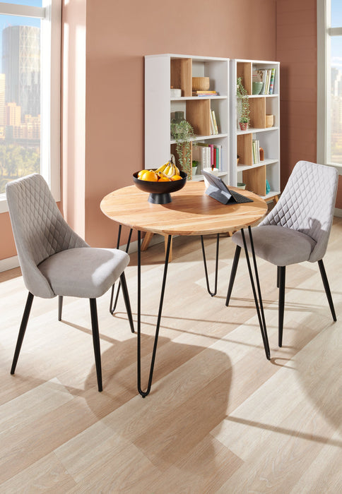 Chaise de salle à manger Miya en tissu de polyester et en métal - grise