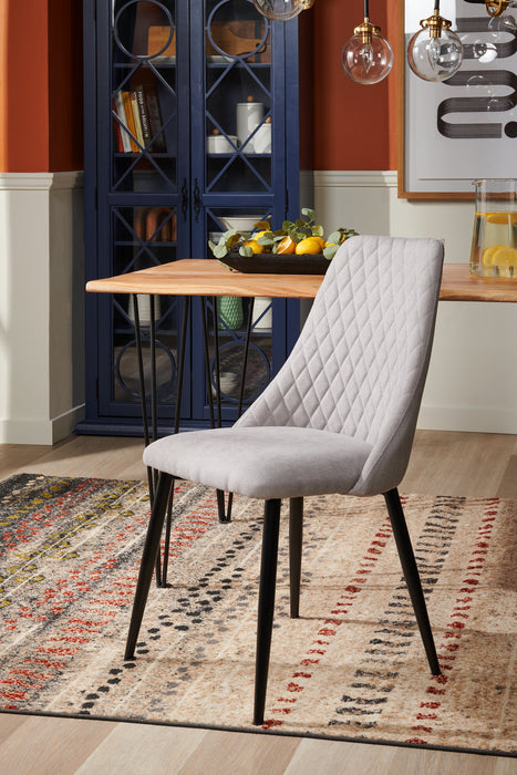 Chaise de salle à manger Miya en tissu de polyester et en métal - grise