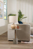 20" Beige Concrete Table Lamp with Linen Shade|Lampe de table de 20 po béton beige avec abat-jour lin