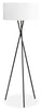 62" Black Metal Tripod Floor Lamp|Lampe à pied de style trépied de 62 po en métal noir