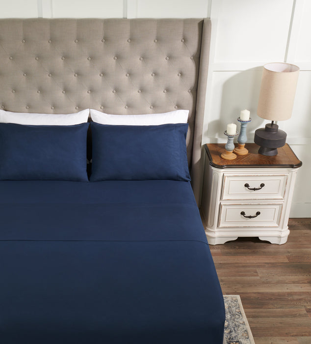 Ensemble de draps Ultra Advanced MasterguardMD 4 pièces pour lit double - bleu marine