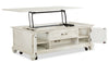Newman  50" Traditional Lift Top Coffee Table with Storage and Casters - Alabaster White Pine|Table à café traditionnelle Newman de 50 po avec dessus relevable, rangement et roulettes - pin blanc albâtre