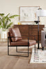 Nico 24.75" Faux Leather Accent Chair with Metal Legs - Brown  | Fauteuil d’appoint Nico de 24,75 po en similicuir avec pattes en métal - brun