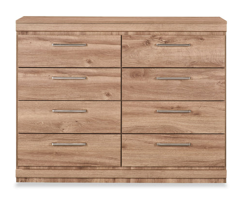  Commode de chambre à coucher Oakley de 49 po (L) x 37 po (H) à 8 tiroirs, fabriquée au Canada - naturelle