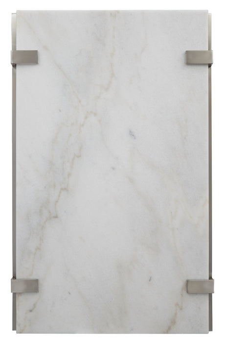 Table à café moderne Paradox de 48 po avec tablette - dessus en marbre blanc avec armature platine brossé