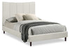 Paseo Platform Bed in Taupe Vegan-Leather Fabric - Full Size | Lit plateforme rembourré Paseo en tissu de cuir végétalien taupe - format lit double