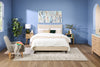 Paseo Platform Bed in Taupe Vegan-Leather Fabric - Queen Size | Lit plateforme rembourré Paseo en tissu de cuir végétalien taupe - format grand lit