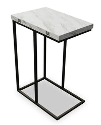Table Pia de 18 po en forme de C avec dessus extensible - marbre blanc
