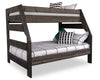 Piper Bunk Bed with Guard Rail for Kids, Solid Pine, Driftwood Grey - Twin/Full | Lits superposés Piper en pin massif gris bois de grève avec garde-corps pour enfants - simple et double