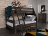 Piper Bunk Bed with Guard Rail for Kids, Solid Pine, Driftwood Grey - Twin/Full | Lits superposés Piper en pin massif gris bois de grève avec garde-corps pour enfants - simple et double