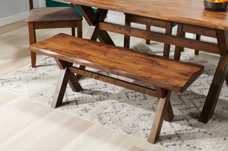 Banc de salle à manger Plum de 47,25 po (L) en bois avec apparence de bordures Live Edge - brun muscade