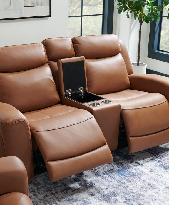 Causeuse à inclinaison électrique Prescott de Scott Living de 79 po en cuir véritable avec appuie-têtes électriques - brun courge musquée