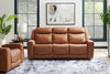 Scott Living Prescott 88.5" Genuine Leather Power Reclining Sofa with Power Headrests - Butternut Brown | Sofa à inclinaison électrique Prescott de Scott Living de 88,5 po en cuir véritable avec appuie-têtes électriques - brun courge musquée