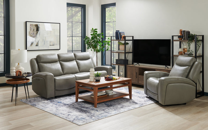 Sofa à inclinaison électrique Prescott de Scott Living de 88,5 po en cuir véritable avec appuie-têtes électriques - gris