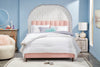 Kort & Co. Rain Upholstered Platform Bed in Pink Fabric, Tufted - Full Size | Lit plateforme rembourré Rain de Kort & Co. en tissu rose capitonné - format lit double
