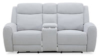 Causeuse à inclinaison électrique Reign de 78 po en tissu avec console - gris pierre Bronco