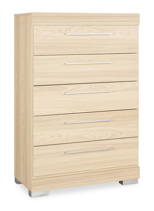 Commode verticale de chambre à coucher Riley de 31 po (L) x 46 po (H) à 5 tiroirs, fabriquée au Canada - naturelle