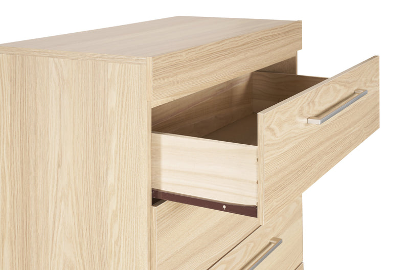 Commode verticale de chambre à coucher Riley de 31 po (L) x 46 po (H) à 5 tiroirs, fabriquée au Canada - naturelle