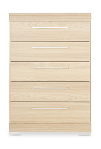 Commode verticale de chambre à coucher Riley de 31 po (L) x 46 po (H) à 5 tiroirs, fabriquée au Canada - naturelle
