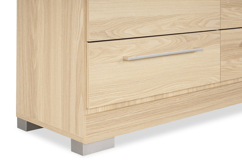 Commode de chambre à coucher Riley de 49 po (L) x 31 po (H) à 6 tiroirs, fabriquée au Canada - naturelle