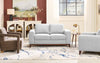 River 63.3" Linen-Look Fabric Loveseat with Wood Base and Legs - Grey | Causeuse River de 63,3 po en tissu d’apparence lin avec base et pattes en bois - grise
