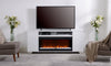 Robin 70" Modern Electric Fireplace TV Stand with Storage and Cable Management for TVs up to 80"- White|Meuble pour téléviseur moderne Robin de 70 po avec foyer électrique, rangement et système de gestion des câbles pour téléviseurs jusqu’à 80 po - blanc