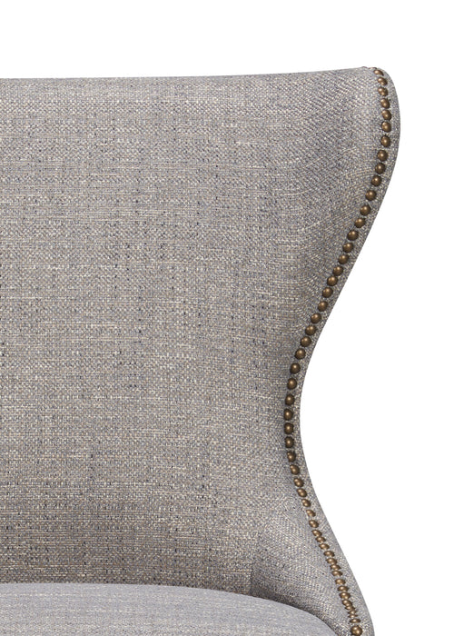 Chaise de salle à manger Shea à oreilles en tissu d’apparence lin et en bois - grise