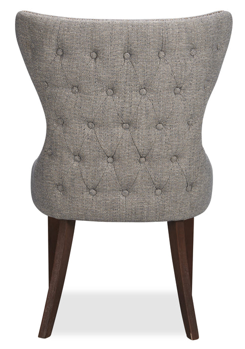 Chaise de salle à manger Shea à oreilles en tissu d’apparence lin et en bois - grise