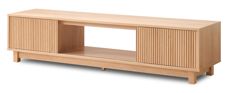 Meuble pour téléviseur moderne Sylvie de 70 po avec rangement pour téléviseurs de jusqu’à 70 po - chêne naturel