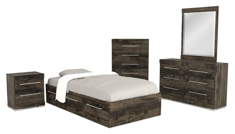 Lit matelot Riley avec 3 tiroirs de rangement pour enfants, fabriqué au Canada, gris - format lit simple