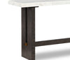 Warwick 52” Solid Wood and Marble Sofa Table – White and Brown Oak | Table de salon Warwick de 52 po en bois massif et en marbre - blanche et chêne brun