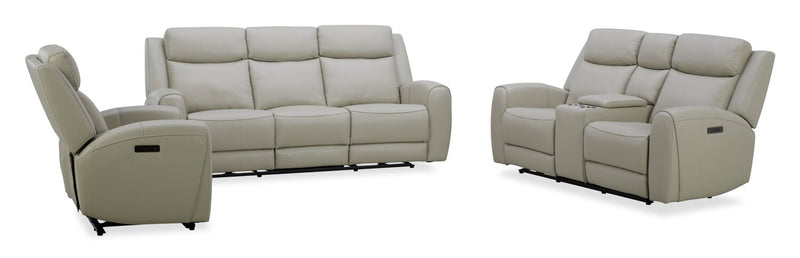 Fauteuil à inclinaison électrique Reign de 41,25 po en cuir véritable de qualité supérieure avec port USB - taupe clair de lune Deltona
