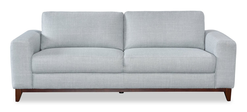 Sofa River de 87 po en tissu d’apparence lin avec base et pattes en bois - gris