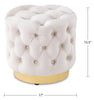 Adell 17" Round Fabric Ottoman with Gold Base - White | Pouf rond Adell de 17 po en tissu avec base dorée - blanc